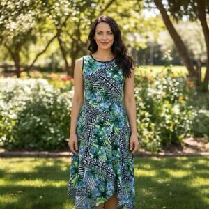 ECI New York Tropical Geometric Midi Dress - Size Medium